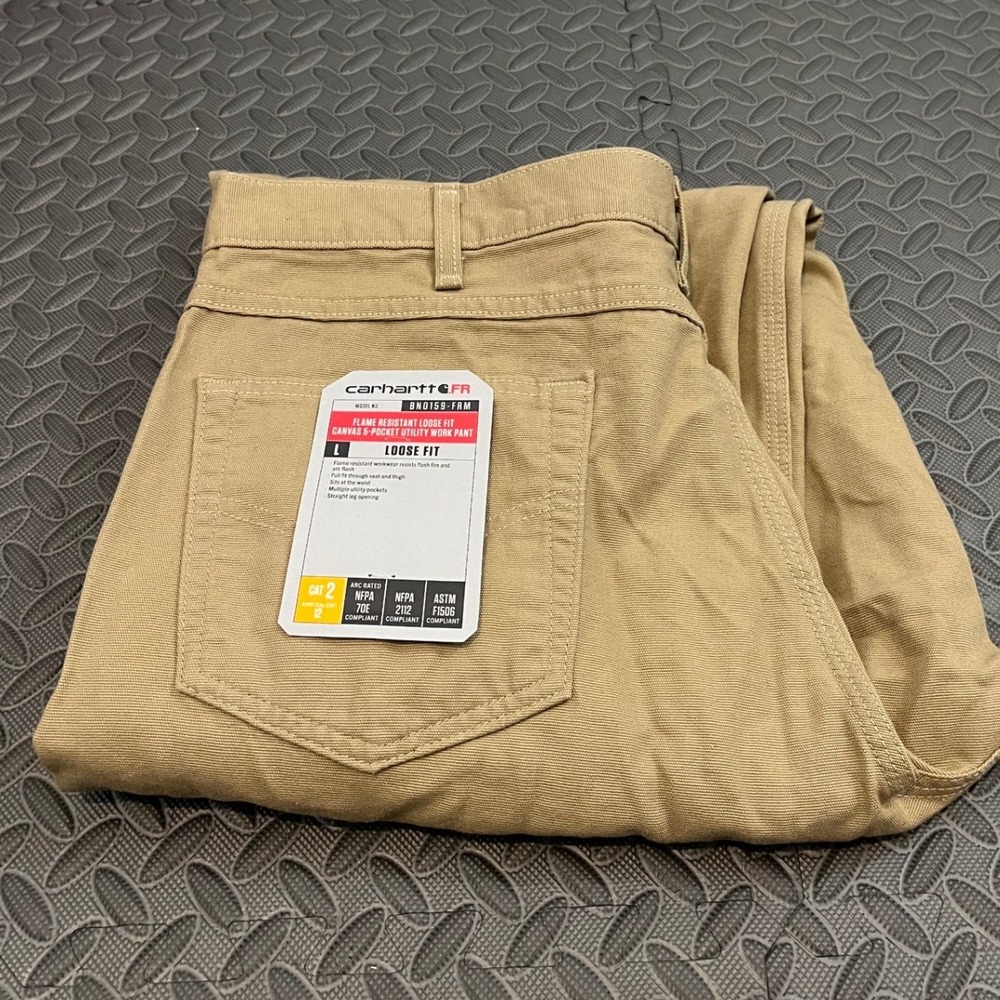 Carhartt FR Utility Work Pants Mens 40x32 Khaki Flame Resistant Loose Fit Canvas